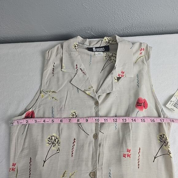 Modiano Floral Vest Shirt and Short Set Medium 10 Brown VTG Cottage Resort 90s - Picture 3 of 8